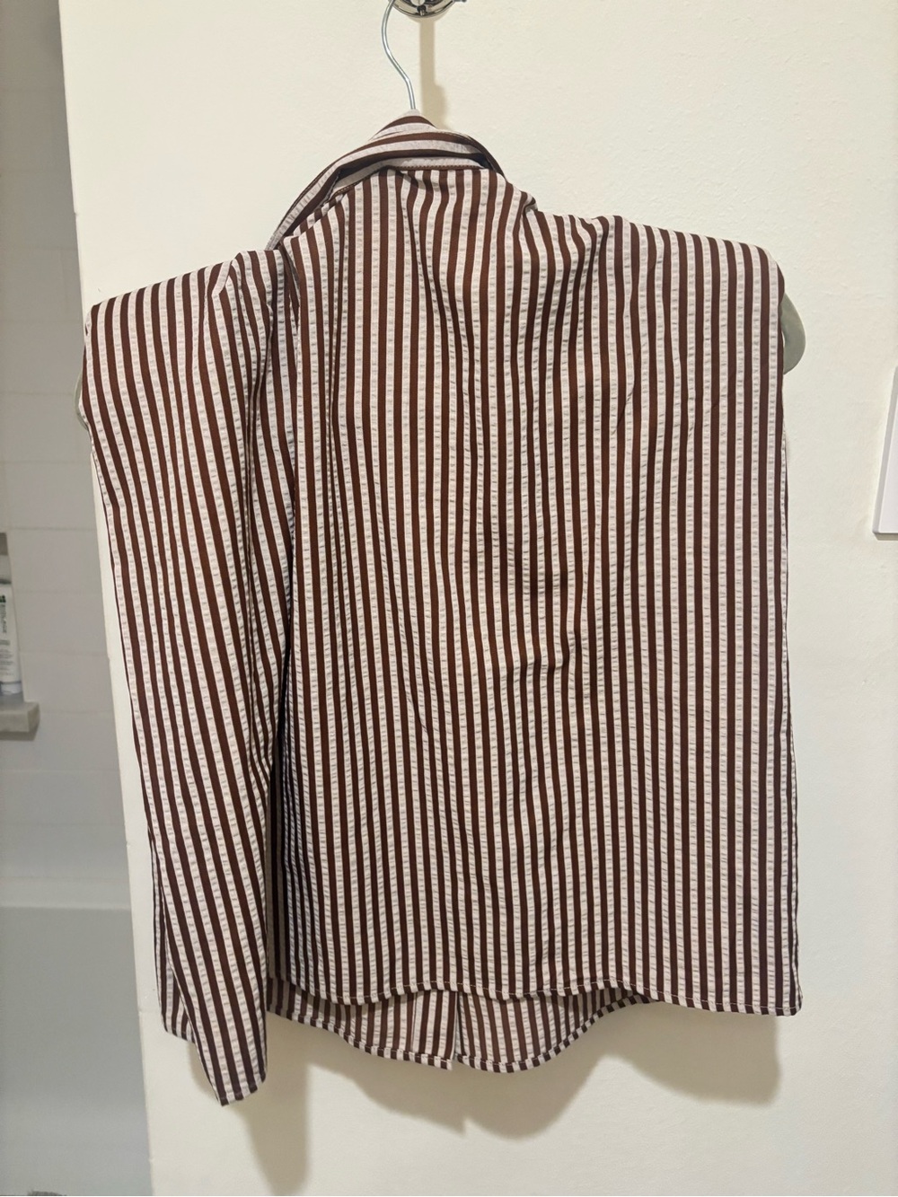Astr Striped Sleeveless Button-Up Top in Brown and White - Picture 3 of 3